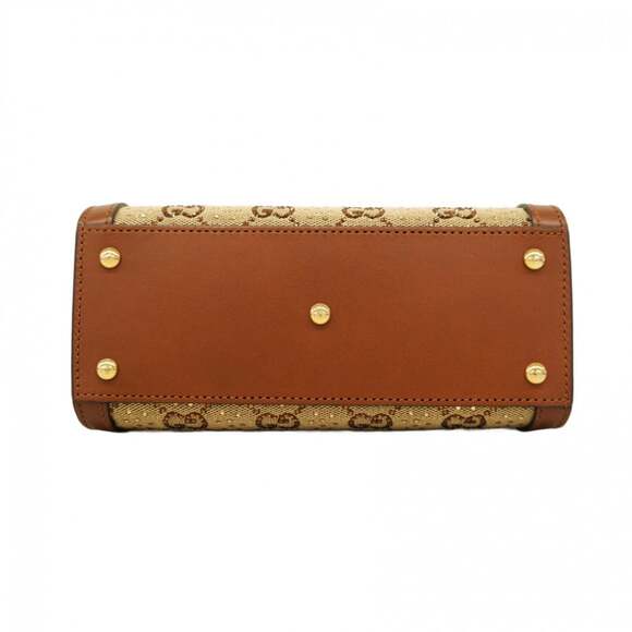 Gucci Bamboo Diana Crystal Handbag 707449 Canvas Leather Brown Beige 2-Way Ba... - Picture 3 of 13